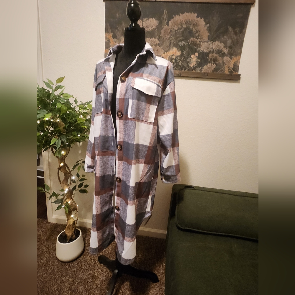 Plaid tunic jacket
